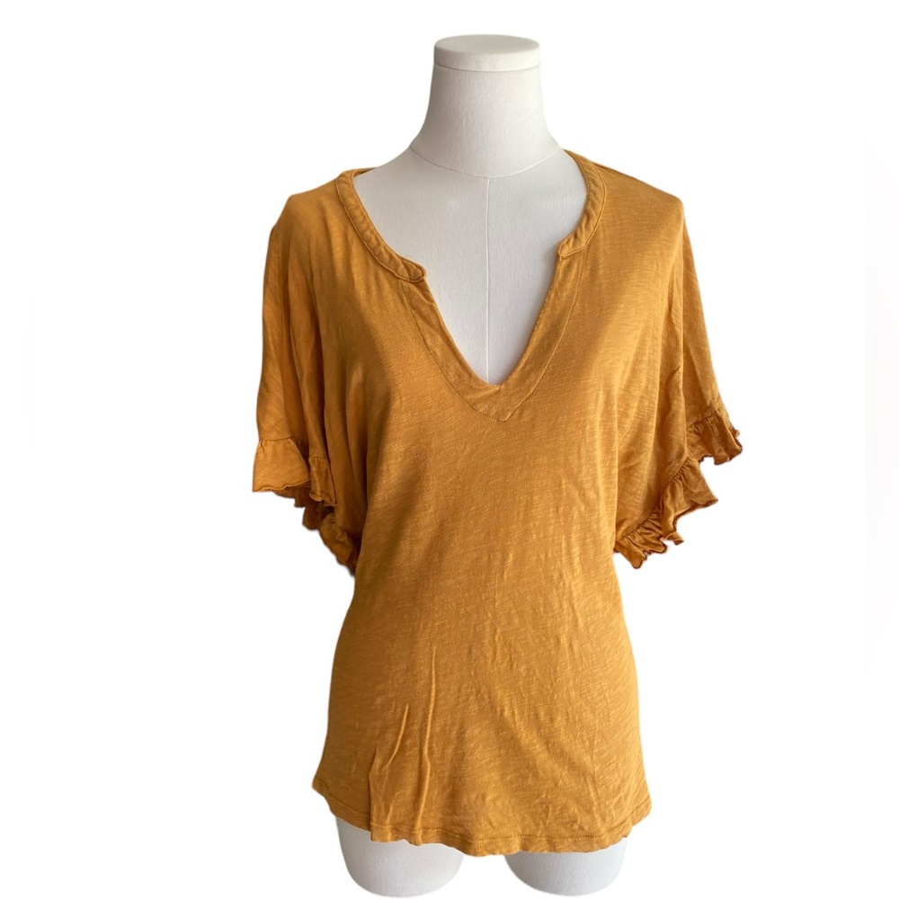 PILCRO by Anthropologie Mustard Wash Oversized Top Size Large